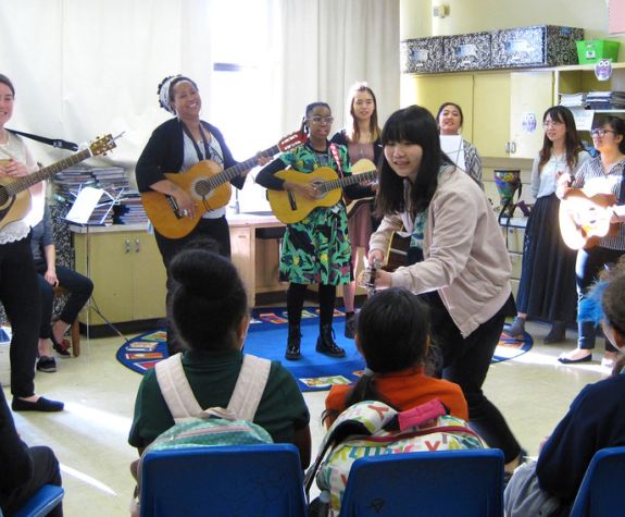 music therapy students during fieldwork